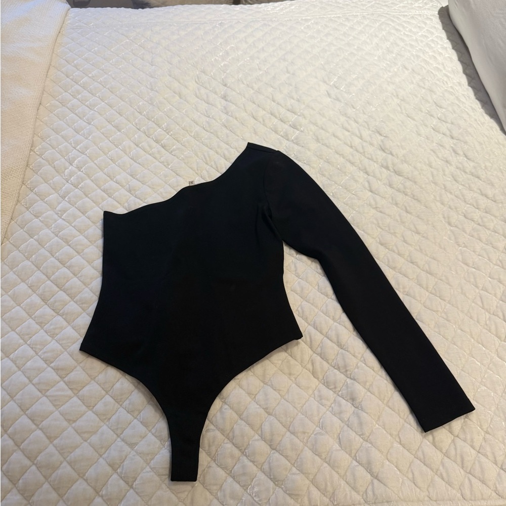 LPA Black One-Shoulder Bodysuit